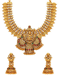 Thumbnail for Aadita Gold-Toned Stone-Studded Temple Jewelry Set - Distacart