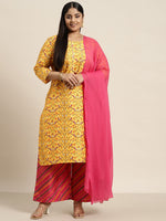Thumbnail for Sztori Plus Size Ethnic Motifs Printed Kurta with Palazzos & Dupatta - Distacart