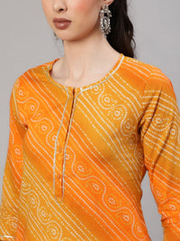 Thumbnail for Aks Bandhani Printed Gotta Patti Regular Pure Cotton Kurta with Harem Pants - Distacart