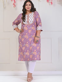 Thumbnail for Swasti Plus Size Floral Printed Pure Cotton Kurta