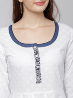 Thumbnail for Vishudh Women White & Navy Blue Printed Anarkali Kurta - Distacart