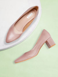 Thumbnail for ELLE Mauve Solid Block Pumps