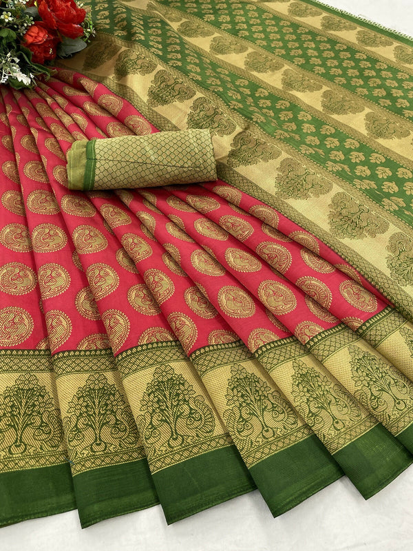Vamika pink Printed Art Silk Saree - Distacart