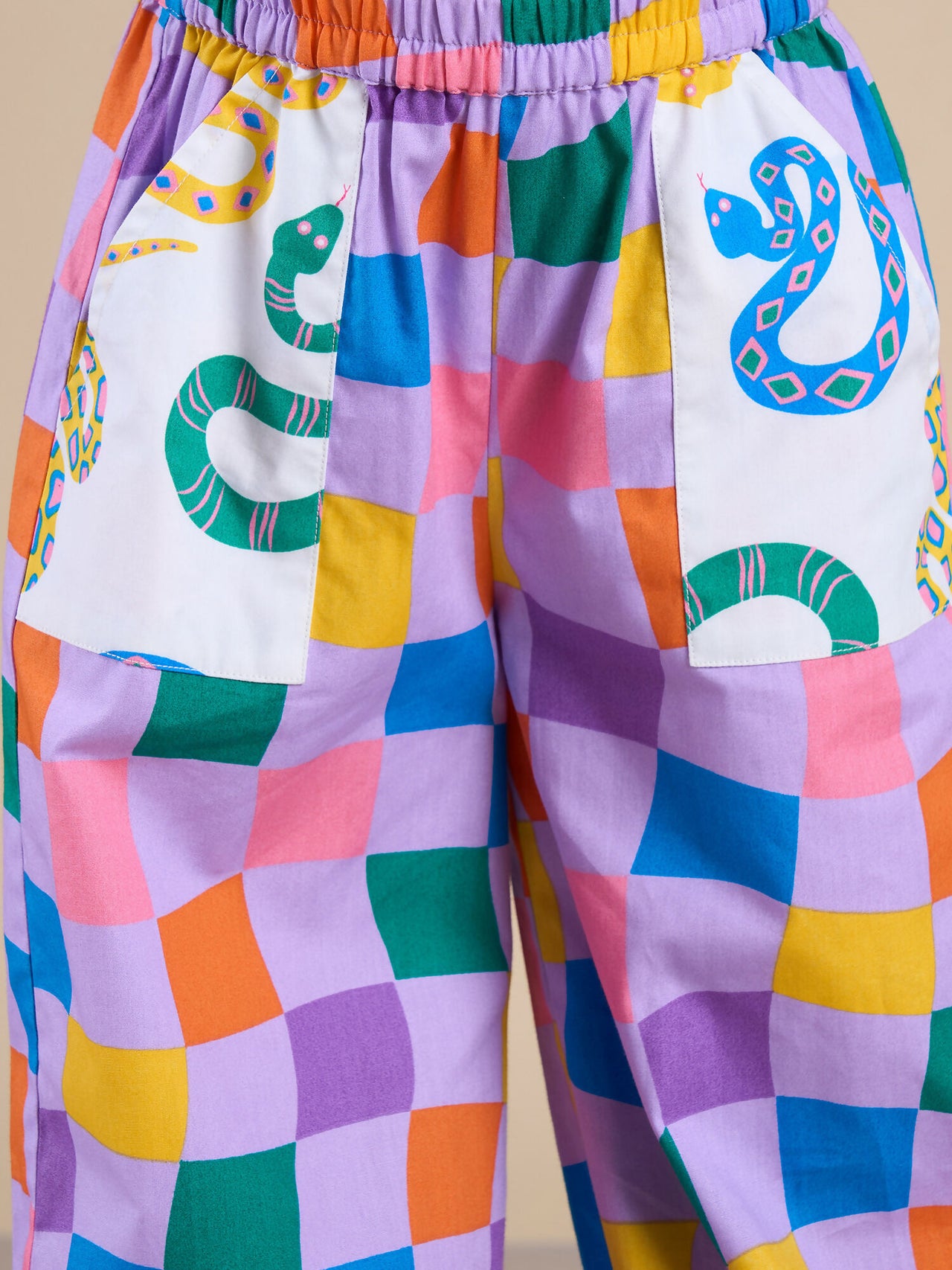 Snakes and Ladders Girls Multi Color Rotary Print Top and Pant Set from Siblings Collection - Distacart