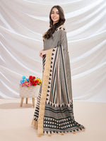 Thumbnail for Mitera Striped Zari Silk Blend Saree - Distacart