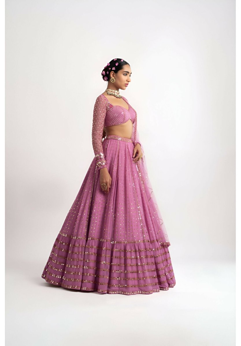 Aastha Fashion Women's Pink faux Georgette sequence With Thread And Jari Embroidery Work Lehenga Choli