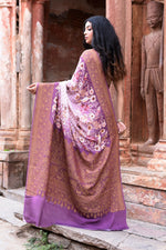 Thumbnail for Joban Fashion Dark And Light Lilac Crepe Chiffon Pure Handloom Banarasi Silk Saree