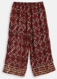 Thumbnail for Ahalyaa Maroon Rayon Printed Kurta Palazzo Sets for Kids For Girls - Distacart