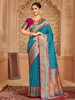 Thumbnail for Astita Silk Blend Blue Saree