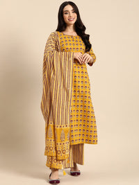 Thumbnail for Anouk Women Ethnic Motifs Printed Pure Cotton Kurta with Palazzos & Dupatta - Distacart