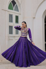 Thumbnail for Lorenvalley Fashion Purple Roman Silk with Attractive Gota-Patti Lace Lehenga Choli