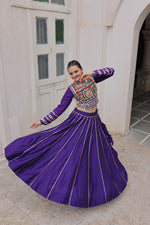 Thumbnail for Lorenvalley Fashion Purple Roman Silk with Attractive Gota-Patti Lace Lehenga Choli