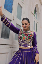 Thumbnail for Lorenvalley Fashion Purple Roman Silk with Attractive Gota-Patti Lace Lehenga Choli