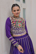 Thumbnail for Lorenvalley Fashion Purple Roman Silk with Attractive Gota-Patti Lace Lehenga Choli