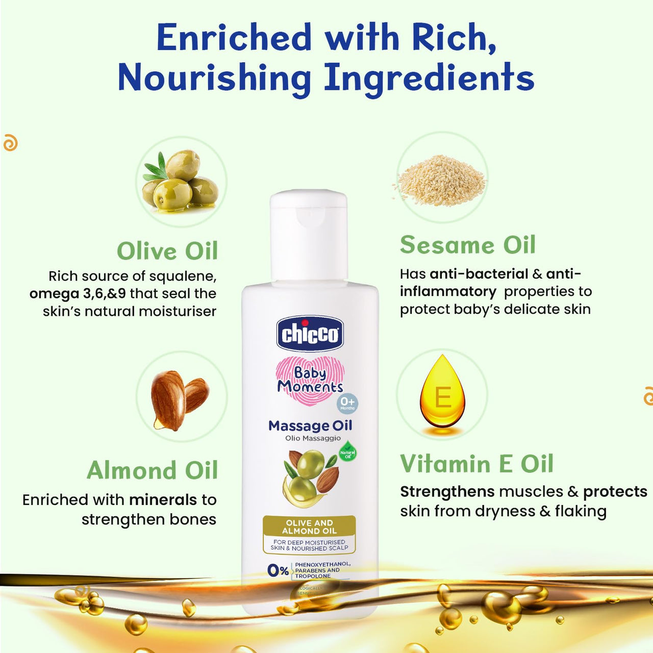 Chicco Baby Moments Massage Oil For Moisturised Skin, Nourished Hair & Scalp - Distacart