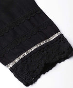 Thumbnail for Juniper Women's Black Solid Cotton Flex Straight Fit Pants With Lace & Gota Work - Distacart