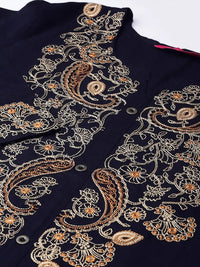Thumbnail for Anubhutee Navy Blue Yoke Design Straight Kurta - Distacart