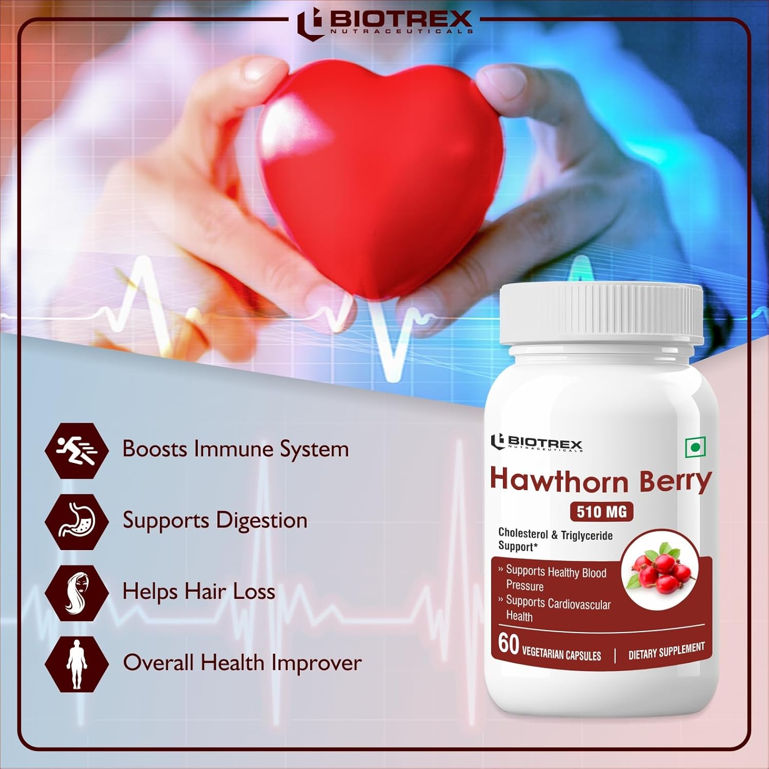 Biotrex Hawthorn Berry 510Mg Veg Capsules - Distacart