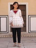 Thumbnail for Juniper Women's Multi Floral Printed Pure Cotton Tunic With Pants - Distacart