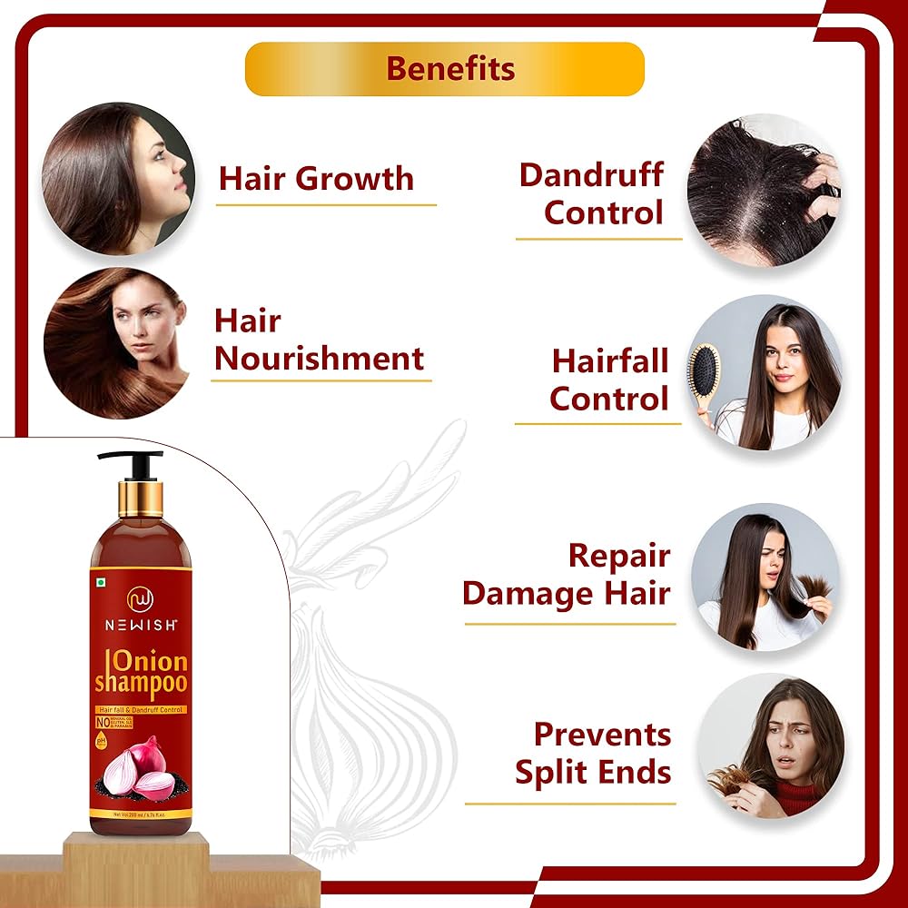 Newish Red Onion Shampoo For Hair Growth & Hair Fall Control - Distacart