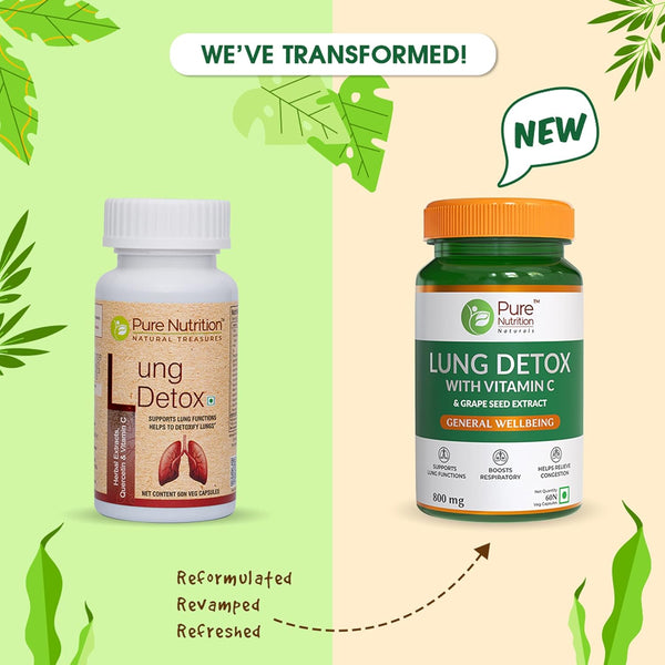 Pure Nutrition Lung Detox with Vitamin C & Grape Seed Extract Veg Capsules - Distacart