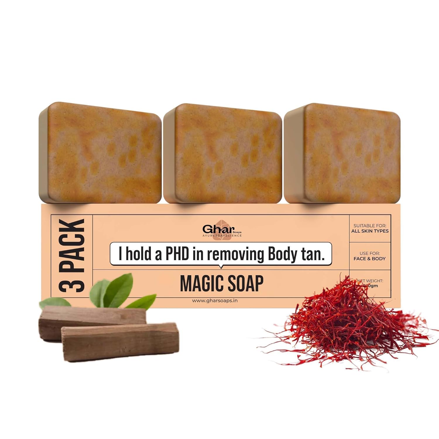 Ghar Soaps Sandalwood & Saffron Magic Soaps For Bath - Distacart
