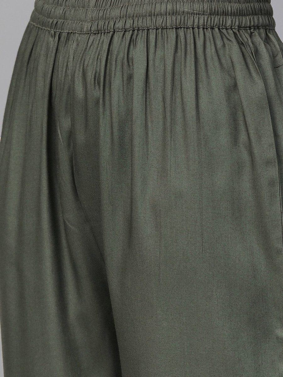 Anubhutee Women Charcoal Grey & Pink Embroidered Kurta with Trousers - Distacart