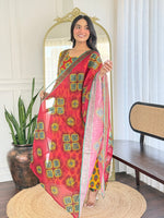 Thumbnail for The52 Women's Gorgeous Rayon Printed Flared Kurta with Pant And Dupatta Set