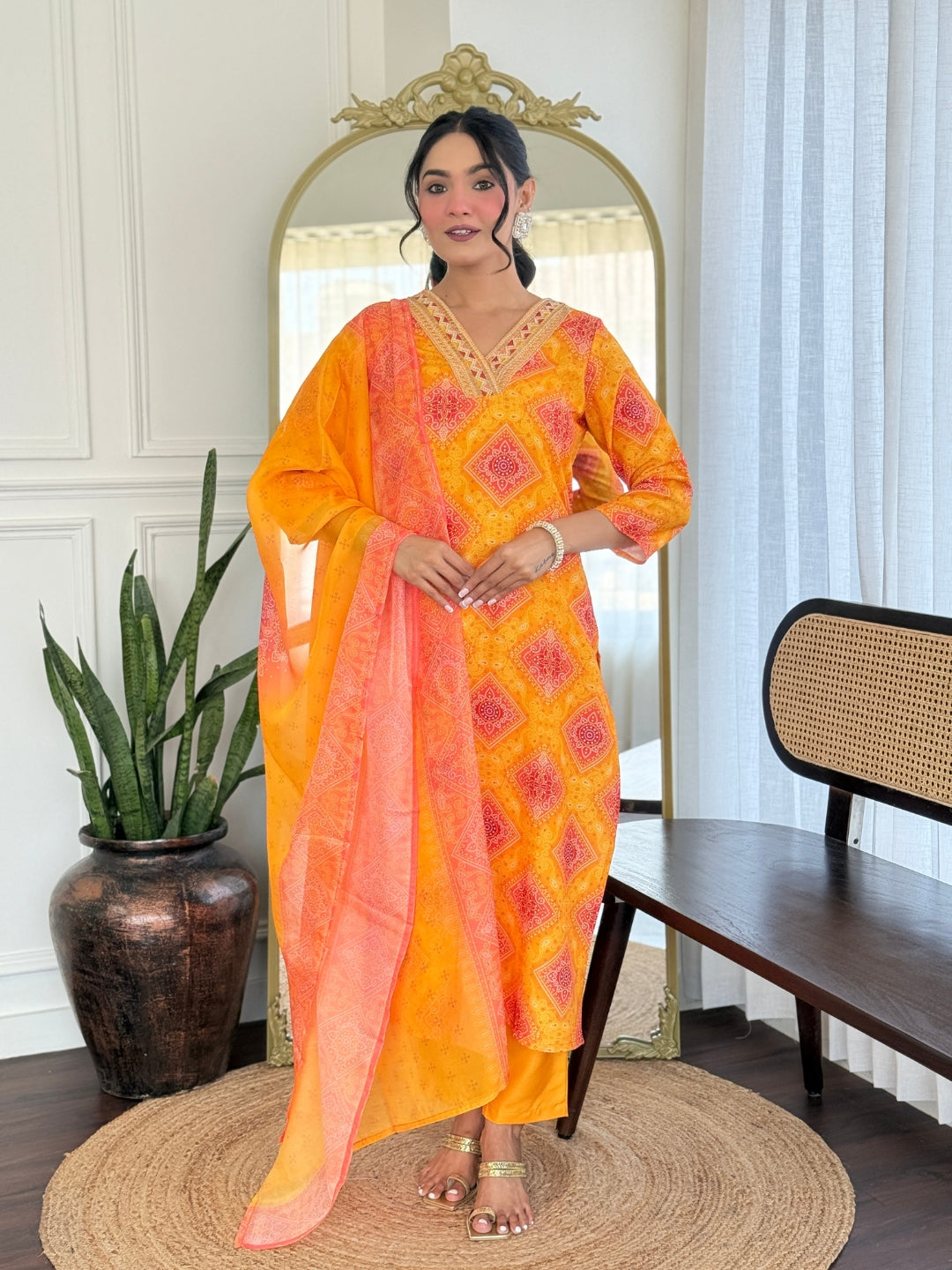 The52 Women's Beautiful Rayon Embroidery work Straight Kurta with Pant and Dupatta Set