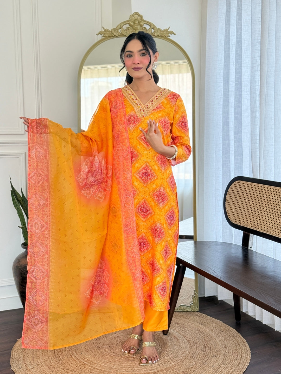 The52 Women's Beautiful Rayon Embroidery work Straight Kurta with Pant and Dupatta Set