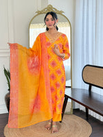 Thumbnail for The52 Women's Beautiful Rayon Embroidery work Straight Kurta with Pant and Dupatta Set