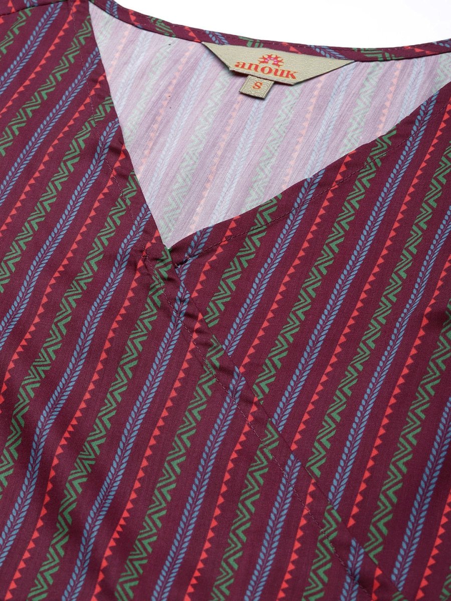 Anouk Women Floral Printed Angrakha Kurta with Palazzos - Distacart