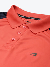 Thumbnail for Alcis Men Red & Navy Blue Colourblocked Polo Collar Slim Fit Running T-shirt - Distacart