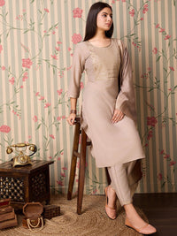 Thumbnail for Ode by House of Pataudi Yoke Design Regular Thread Work Kurta with Trousers & With Dupatta