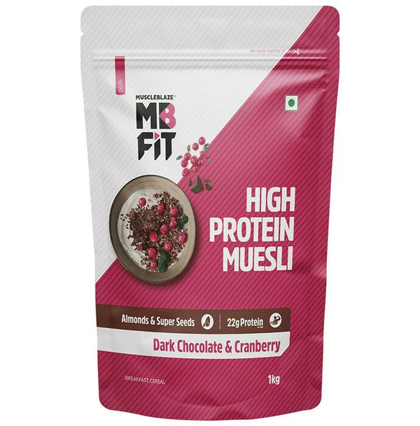 MuscleBlaze Fit High Protein Muesli - Dark Chocolate & Cranberry - Distacart