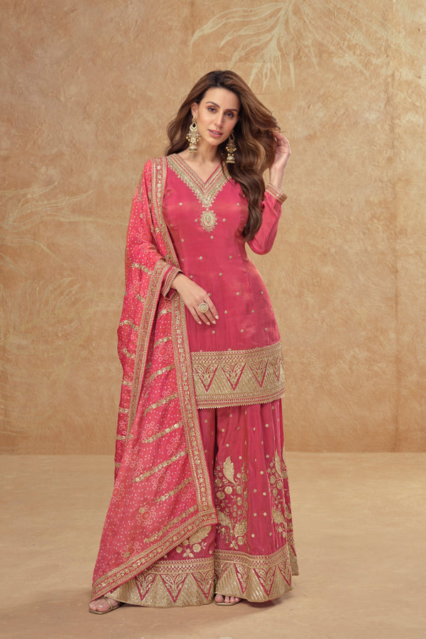 Evanik Party Wear Cosmos Silk With Sequins Embroidered Work Palazzo Set