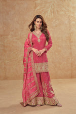 Thumbnail for Evanik Party Wear Cosmos Silk With Sequins Embroidered Work Palazzo Set