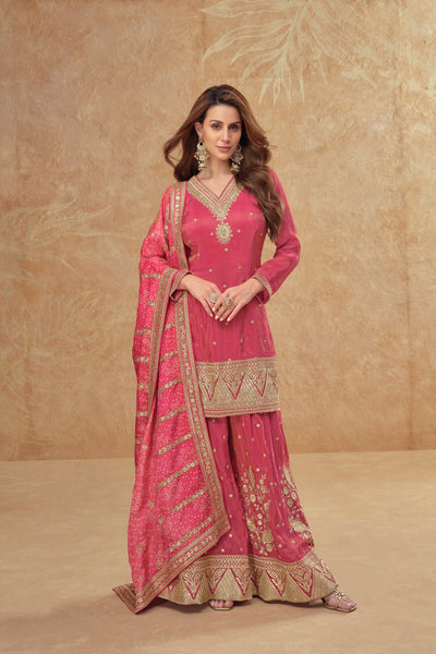 Evanik Party Wear Cosmos Silk With Sequins Embroidered Work Palazzo Set