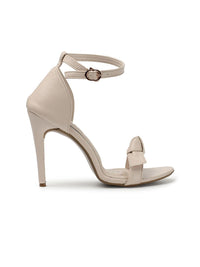 Thumbnail for ELLE Open Toe Party Stiletto Heels With Bows & Ankle Loop