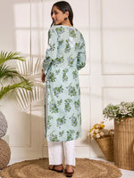 Thumbnail for HOUSE OF KARI Floral Embroidered Chikankari Pure Cotton Kurta - Distacart