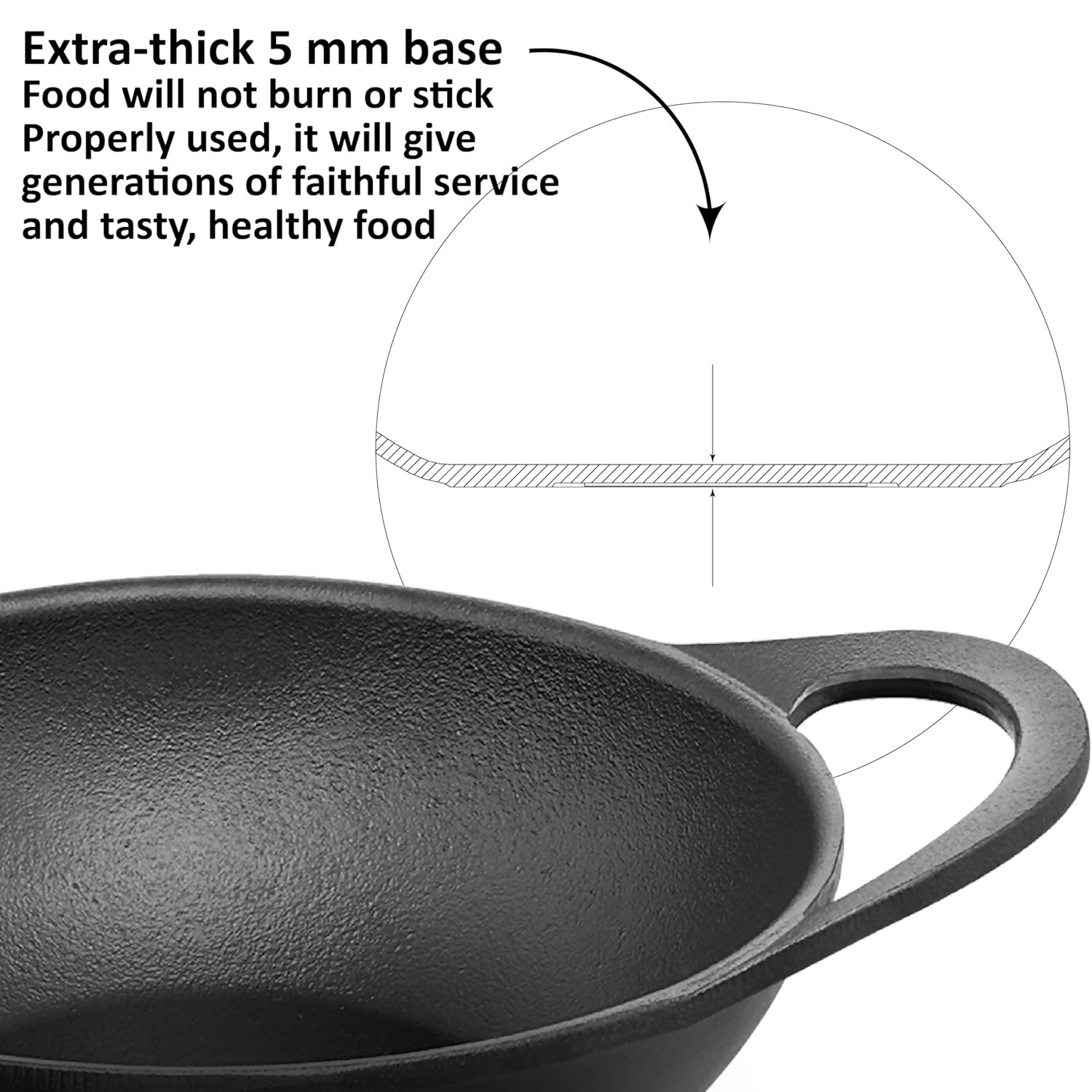 Hawkins Futura Cast Iron Nonstick Kadai with Glass Lid - Black (CIK15G)