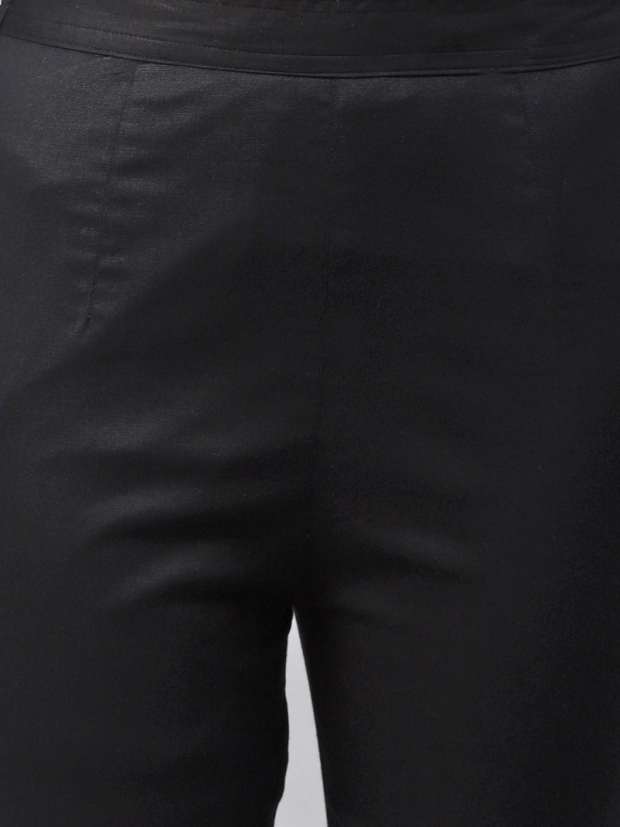 ADA Women White & Black Paisley Embroidered Chikankari Handloom Kurta with Trousers - Distacart