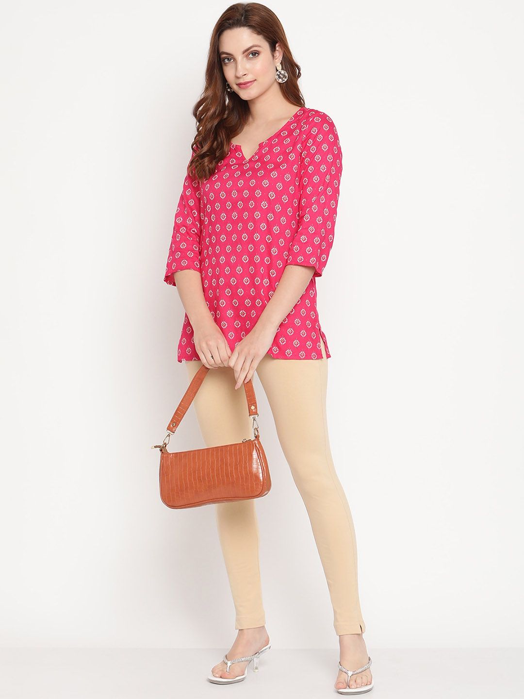 TAG 7 Set Of 2 Beige & White Solid Leggings - Distacart