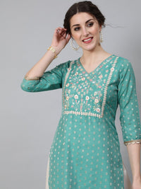 Thumbnail for Aks Ethnic Motifs Woven Design Zari Chanderi Silk Kurta - Distacart