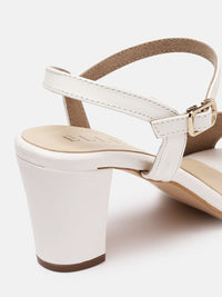 Thumbnail for ELLE White Solid Block Heels