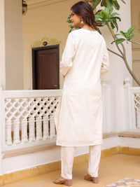 Thumbnail for Anouk Floral Yoke Design Thread Work Pure Cotton Kurta with Trousers & Dupatta