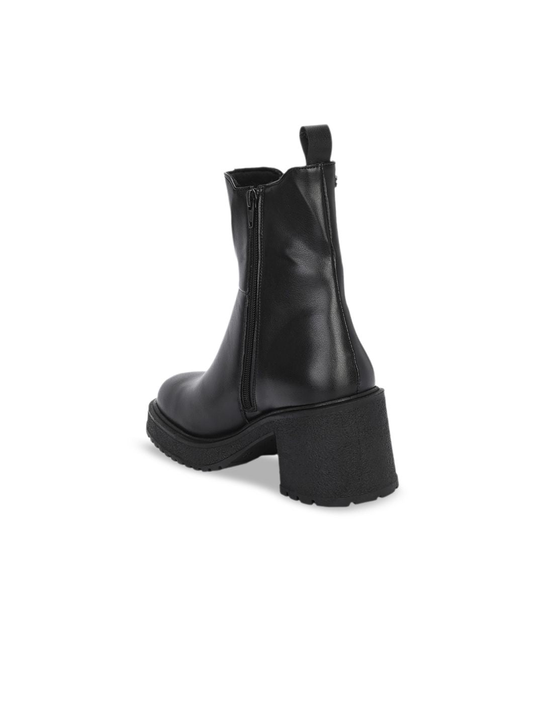 Delize Women Square Toe Mid Top Leather Platform Heel Regular Boots