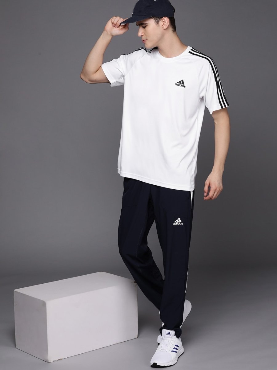 Adidas Men White Sereno 3-Stripes Brand Logo Printed Football T-shirt - Distacart