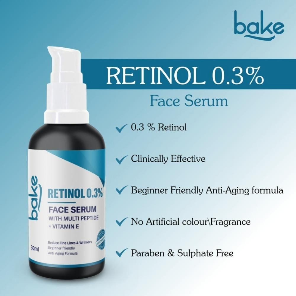 Bake 0.3% Retinol Beginner Friendly Face Serum With 2% Multi Peptide & Vitamin E - Distacart