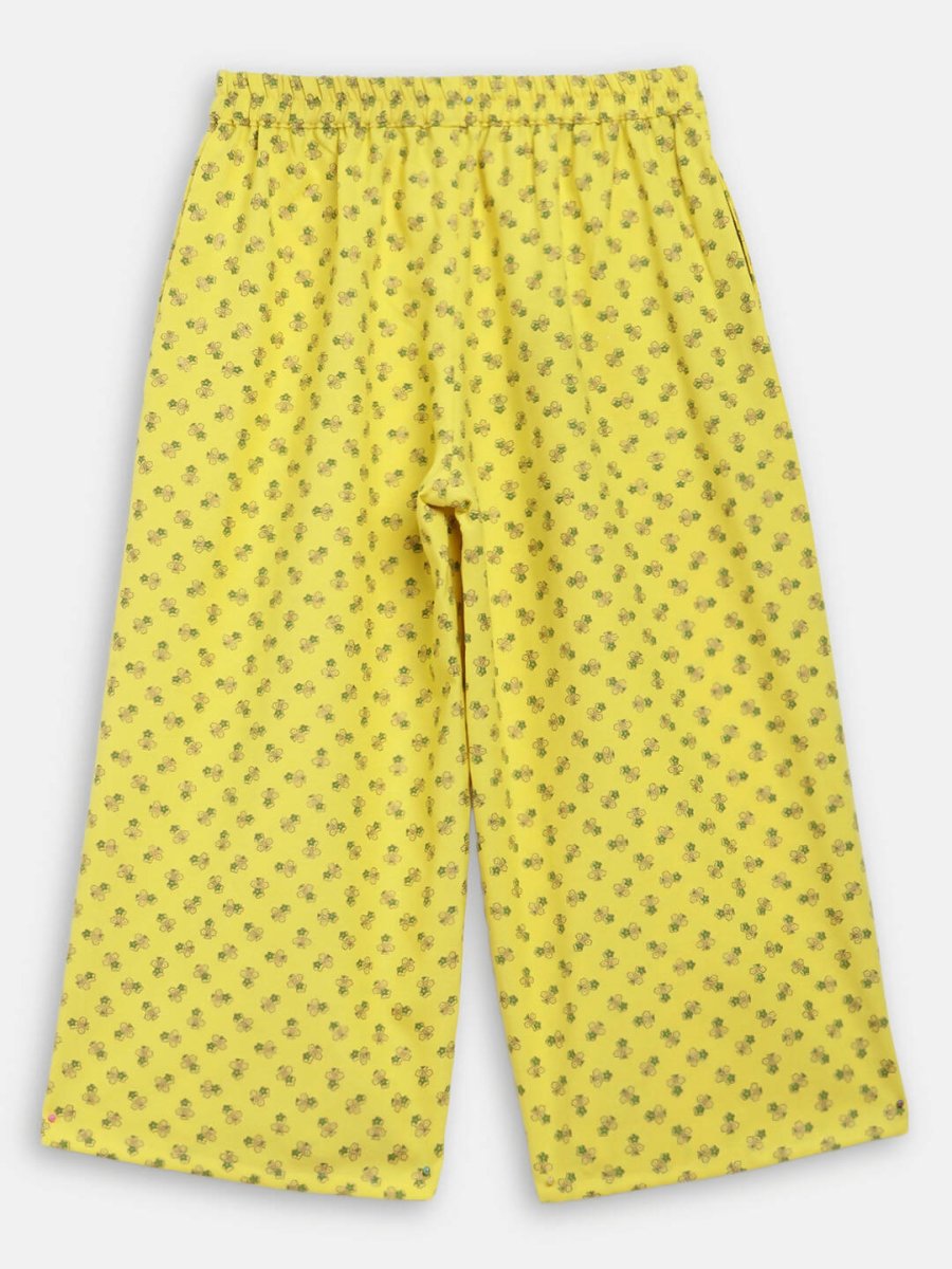 Ahalyaa Yellow Viscose Rayon Straight Kids Kurta Pants With Dupatta For Girls - Distacart
